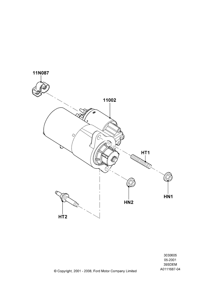 05B - Starter Motor, 3.9L Dohc EFI NA V8 Gas*HP; 04/JUN/2001-01/JUL/2005
