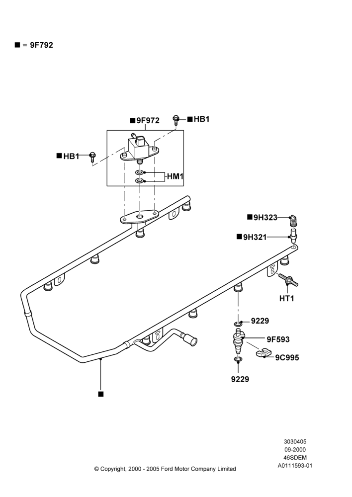 05C - Fuel Injectors and Pipes, 4.6L DOHC V8 EFI, V8 Appearance Group; 04/NOV/2002-12/MAY/2004