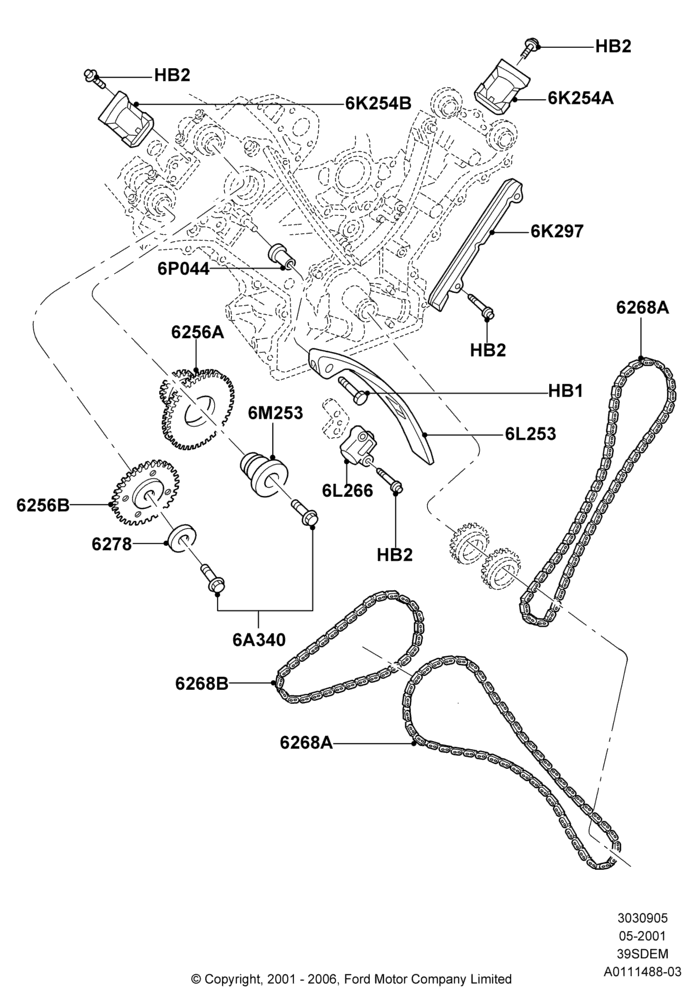 05B - Timing Gear, 3.9L Dohc EFI NA V8 Gas*HP; 04/JUN/2001-18/NOV/2002
