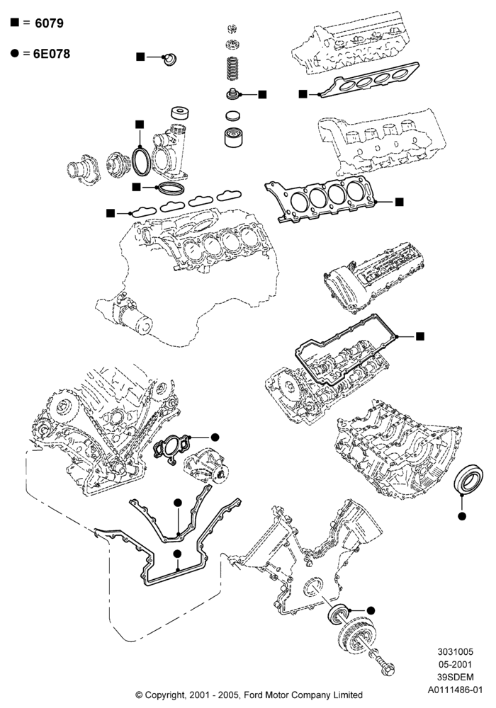 05B - Engine Gasket Kits, 3.9L Dohc EFI NA V8 Gas*HP; 04/JUN/2001-01/JUL/2005