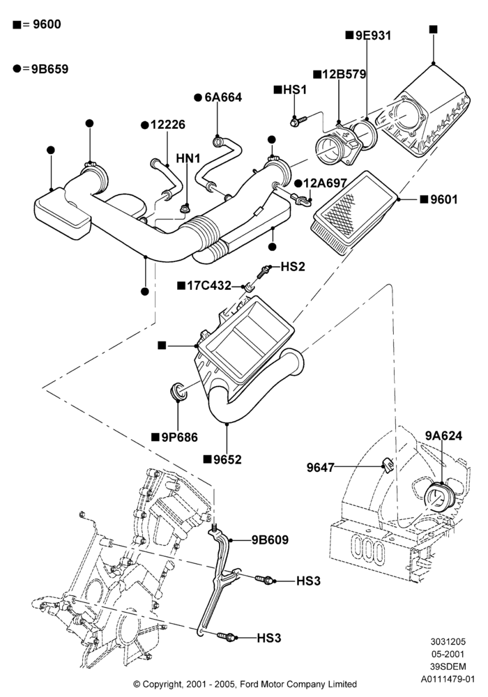 05B - Air Cleaner, 3.9L Dohc EFI NA V8 Gas*HP; 04/JUN/2001-18/NOV/2002