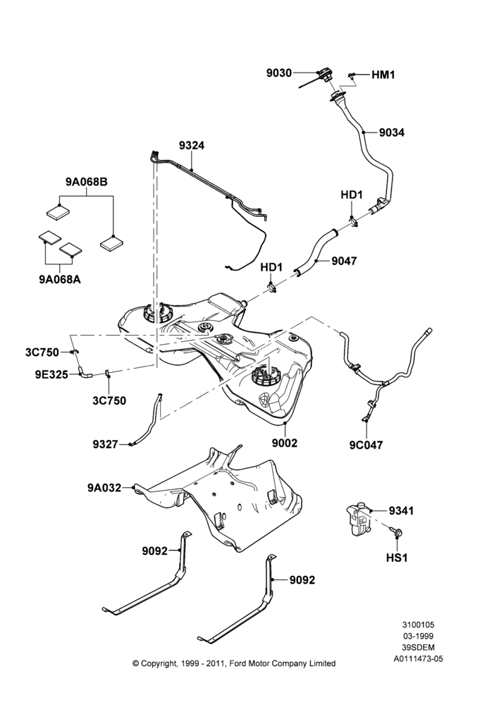 05B - Fuel Tank, 3.9L Dohc EFI NA V8 Gas*HP; 04/JUN/2001-18/NOV/2002