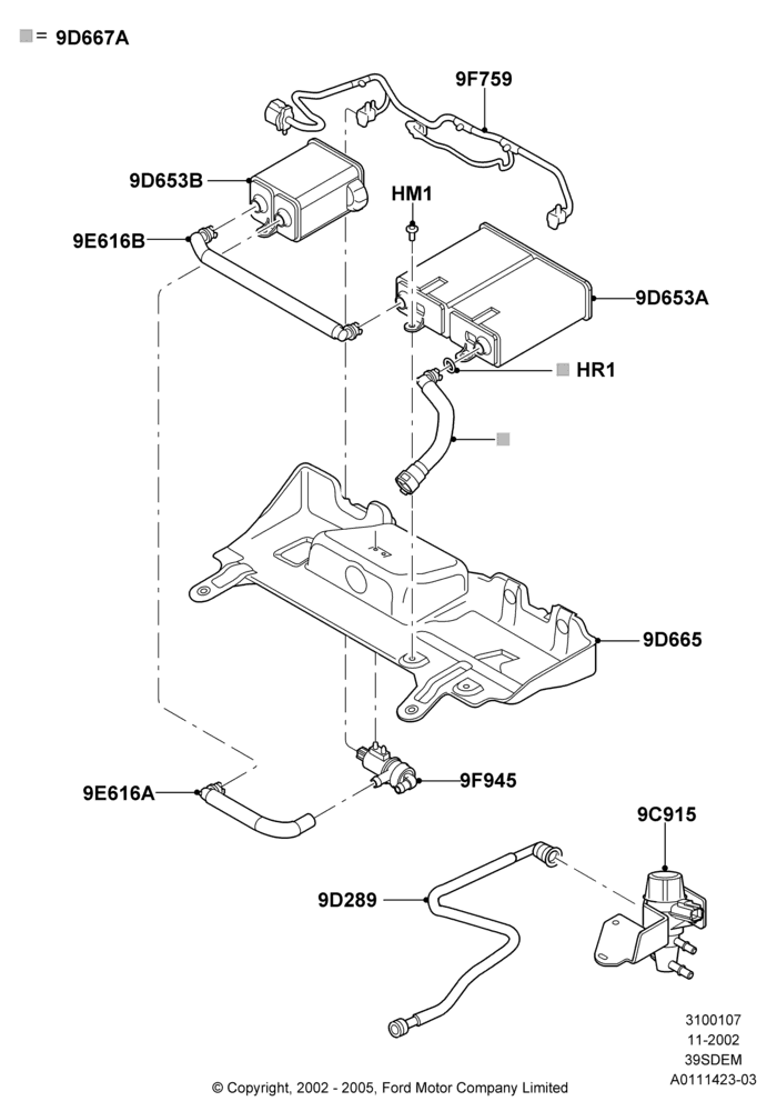 07D - Fuel Vapour System, 3.9L Dohc EFI NA V8 Gas*HP; 18/NOV/2002-01/JUL/2005