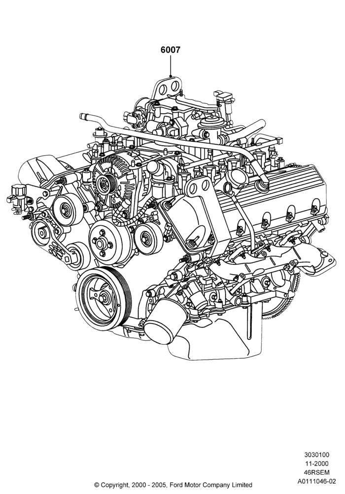 00A - Engine Assy Fully Dressed, Romeo 4.6 SOHC EFI; 13/NOV/2000-19/JUL/2005