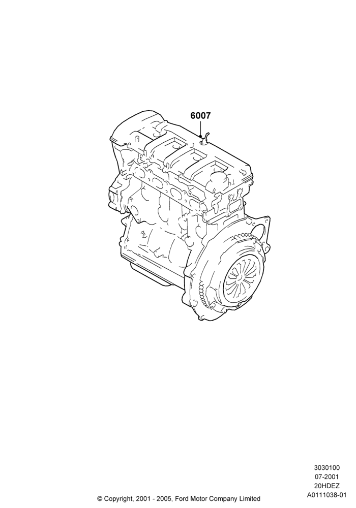 00A - Engine Assy Fully Dressed, Zetec 2.0 16V EFI; 22/JUL/2002-22/DEC/2003