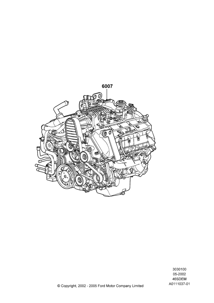 00B - Engine Assy Fully Dressed, 4.6 DOHC EFI S/C, Cobra; 06/MAY/2002-12/MAY/2004