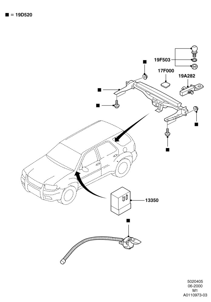 05B - Tow Bar, (+) North American Markets, Accessory Type; 12/JUN/2000-22/DEC/2003
