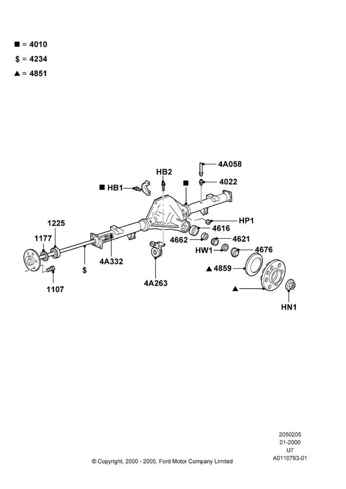 05A - Rear Axle, Rear Axle Less Limited Slip Diff; 31/JAN/2000-09/MAY/2003