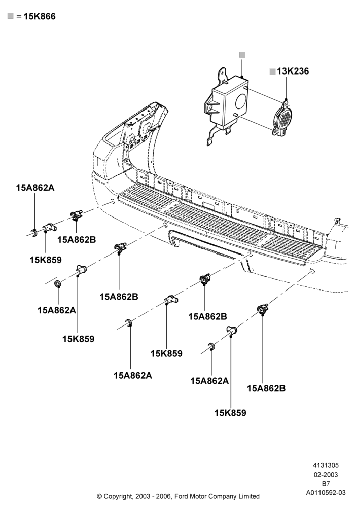 05B - Parking Distance Control, With Reverse Proximity Sensor; 03/FEB/2003-02/AUG/2006
