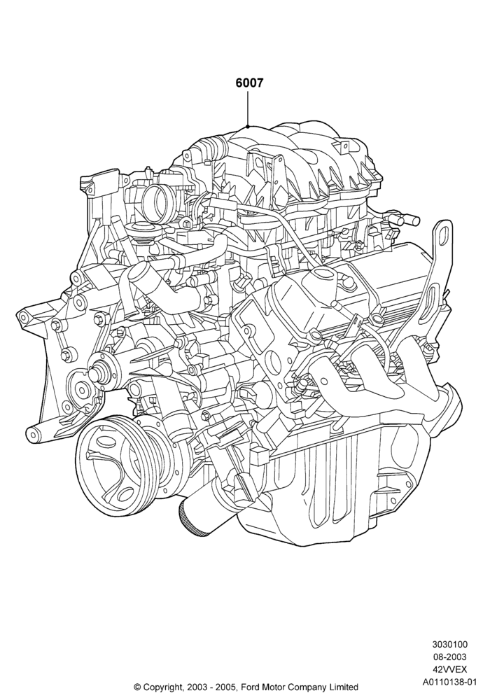 00A - Engine Assy Fully Dressed, 4.2L V6 12v OHV EFI; 25/AUG/2003-02/JAN/2007