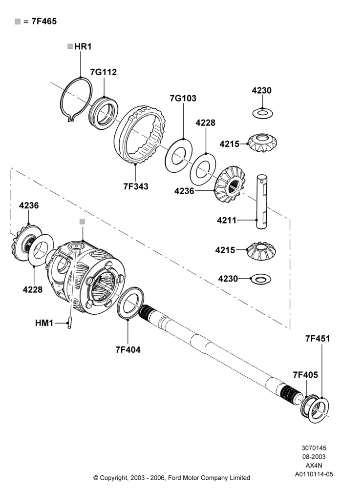 45 - Automatic Transaxle Diff.Component, AX4N; 25/AUG/2003-02/JAN/2007