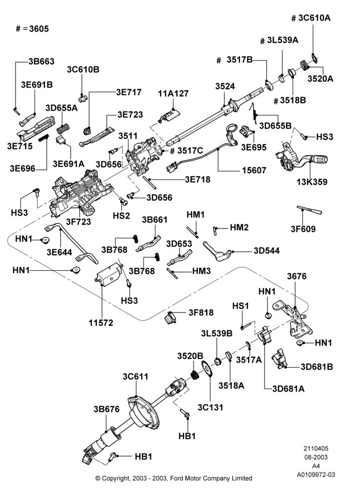 05 - Steering Column; 25/AUG/2003-02/JAN/2007