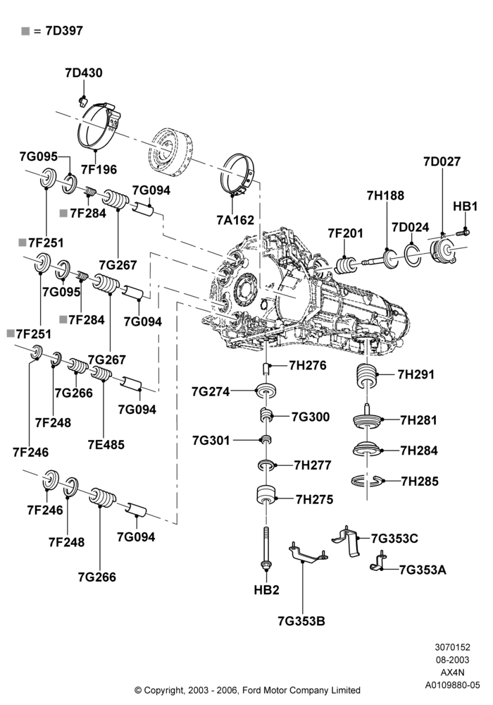 52 - Automatic Transmission Components, AX4N; 25/AUG/2003-02/JAN/2007