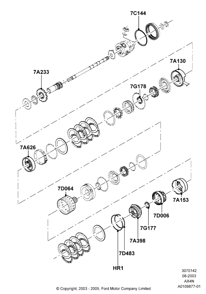42 - Planetary Gear Sets, AX4N; 25/AUG/2003-02/JAN/2007