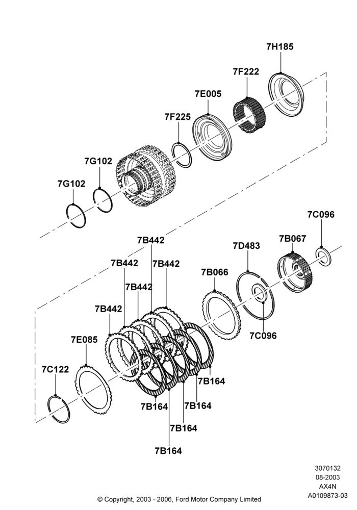 32 - Intermediate Clutch and Components, AX4N; 25/AUG/2003-02/JAN/2007