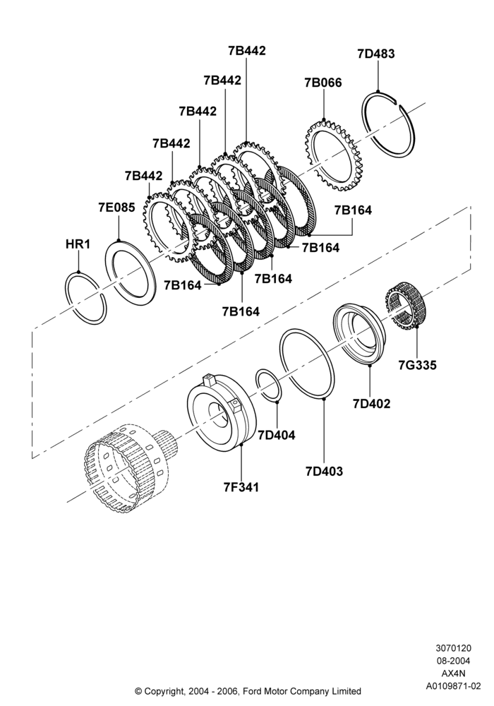 20 - Reverse Clutch and Components, AX4N; 25/AUG/2003-02/JAN/2007