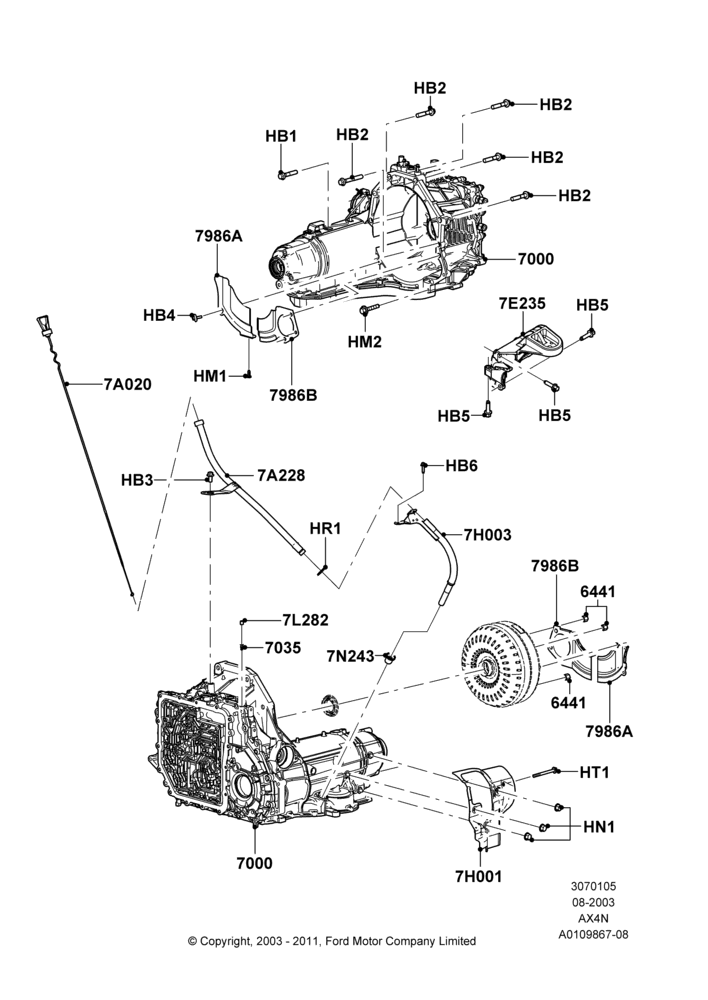 05A - Auto Trans Assy & Speedometer Drive, AX4N; 25/AUG/2003-28/JUN/2004