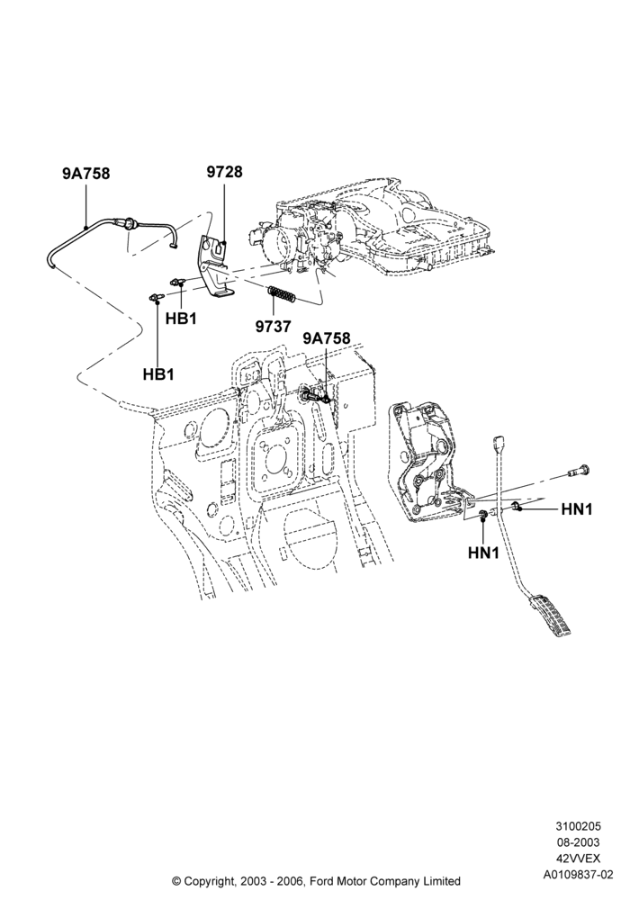 05A - Accelerator/Injection Pump Controls, 4.2L V6 12v OHV EFI; 25/AUG/2003-02/JAN/2007