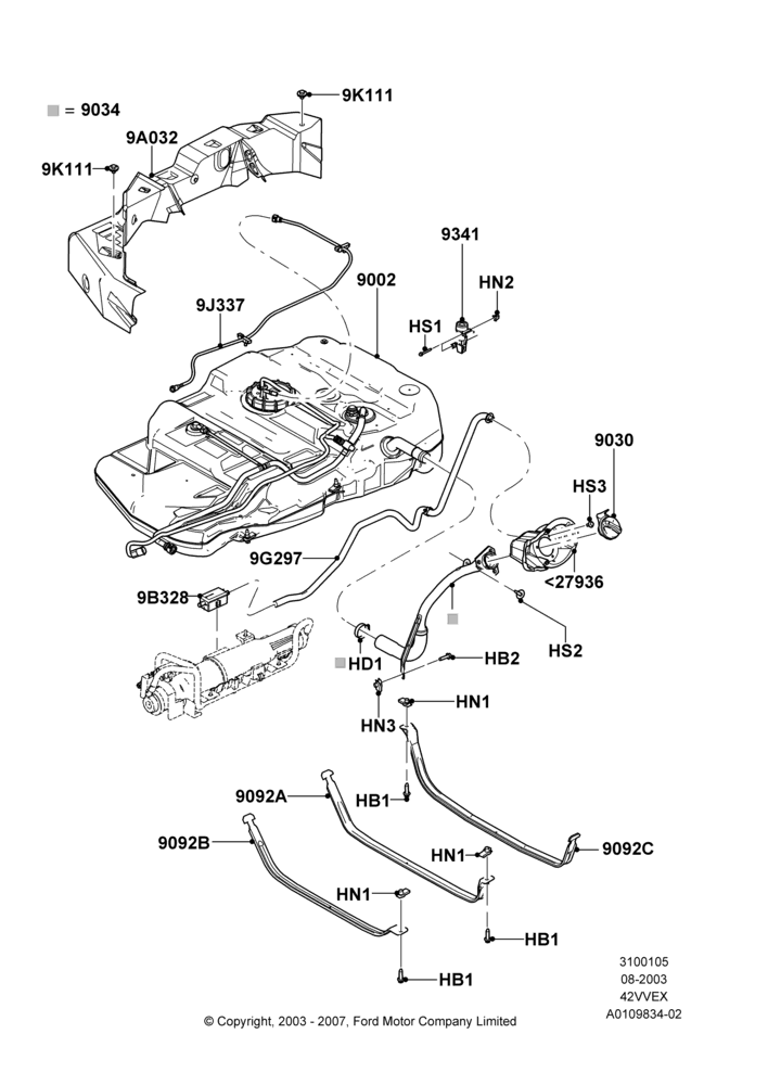 05A - Fuel Tank, 4.2L V6 12v OHV EFI; 25/AUG/2003-10/JAN/2005