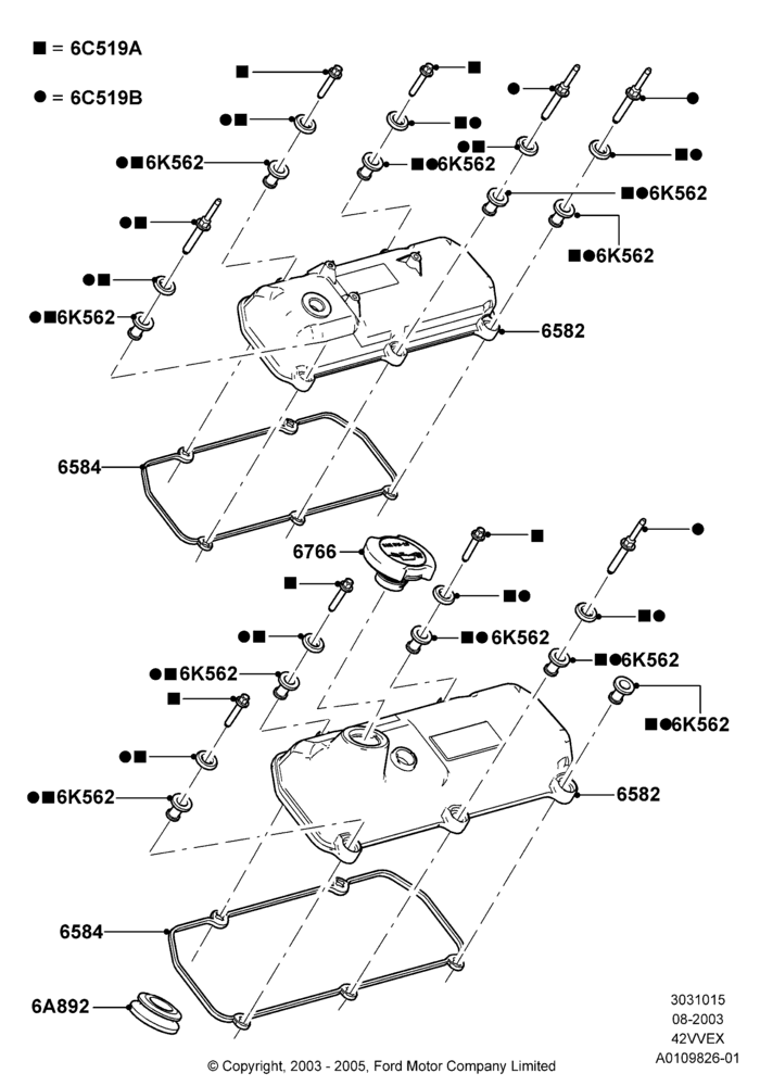 15A - Cylinder Head Cover, 4.2L V6 12v OHV EFI; 25/AUG/2003-02/JAN/2007