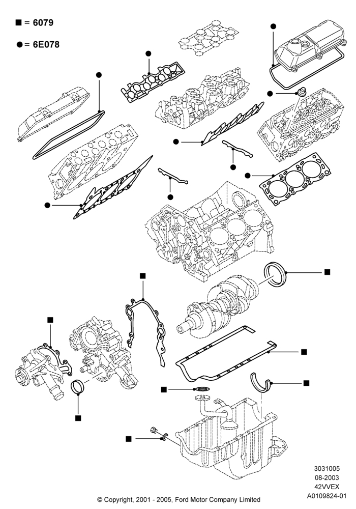 05A - Engine Gasket Kits, 4.2L V6 12v OHV EFI; 25/AUG/2003-02/JAN/2007