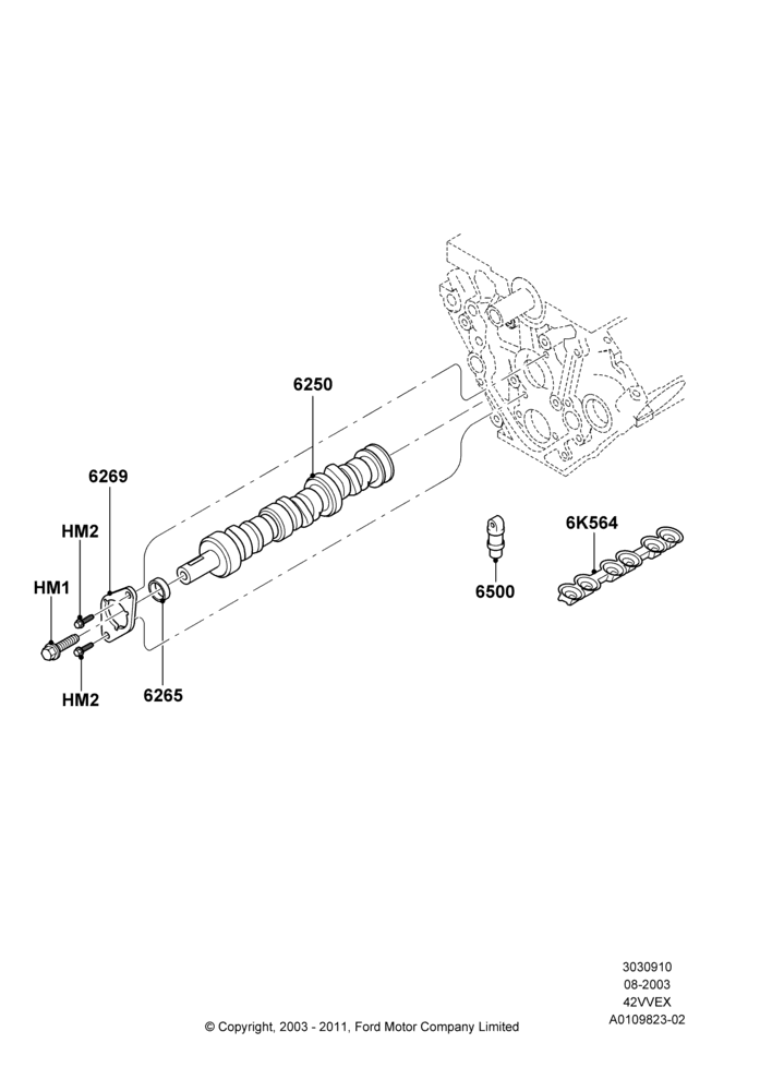 10A - Camshaft, 4.2L V6 12v OHV EFI; 25/AUG/2003-02/JAN/2007