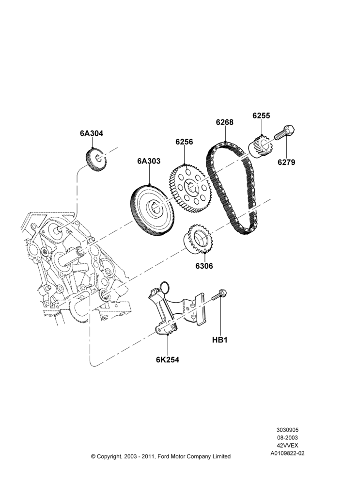 05A - Timing Gear, 4.2L V6 12v OHV EFI; 25/AUG/2003-02/JAN/2007