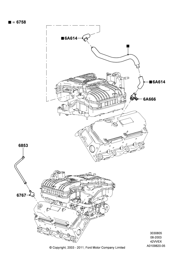 05A - Emission Control - Crankcase, 4.2L V6 12v OHV EFI; 25/AUG/2003-02/JAN/2007
