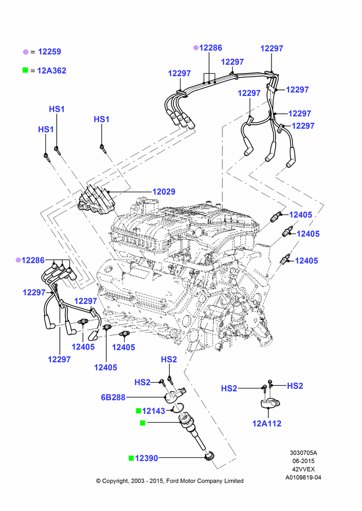 05A - Ignition Coil and Wires/Spark Plugs, 4.2L V6 12v OHV EFI; 25/AUG/2003-02/JAN/2007