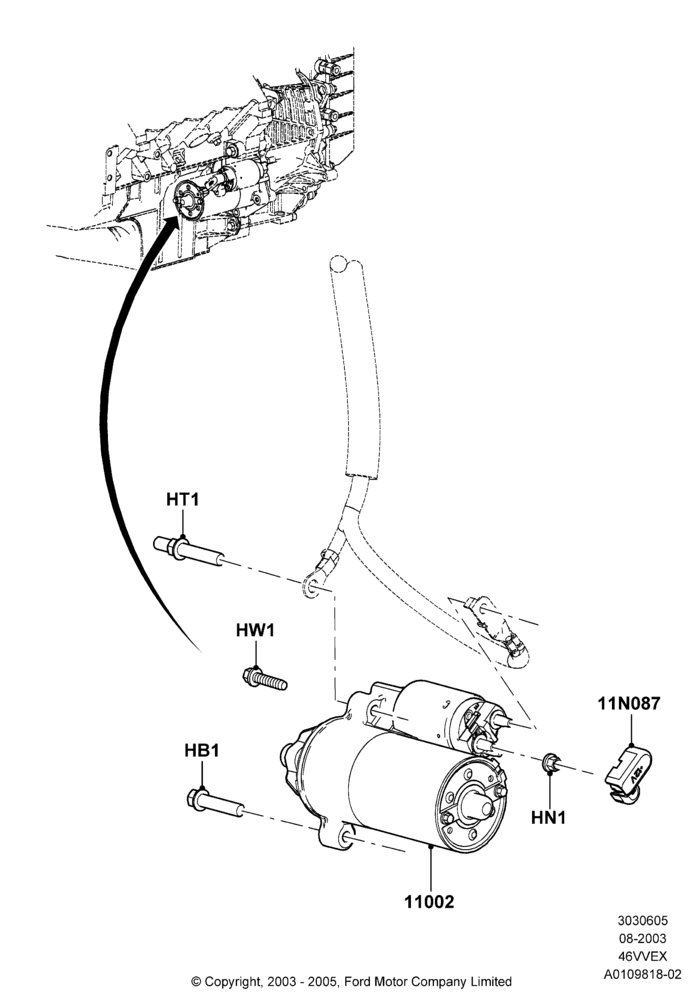 05A - Starter Motor, 4.2L V6 12v OHV EFI; 25/AUG/2003-02/JAN/2007