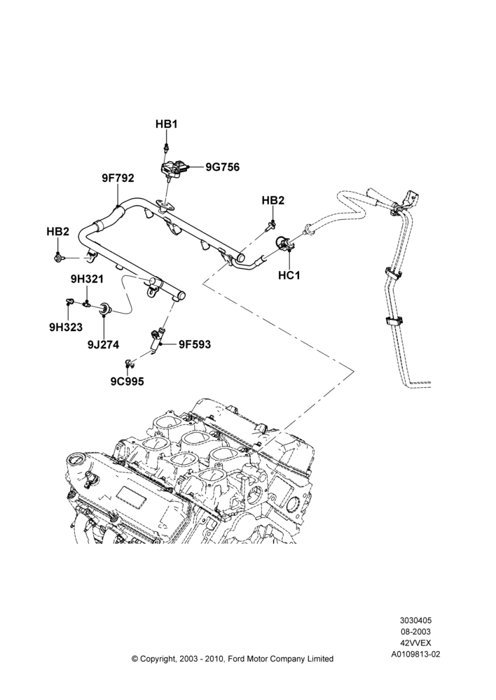 05A - Fuel Injectors and Pipes, 4.2L V6 12v OHV EFI; 25/AUG/2003-02/JAN/2007