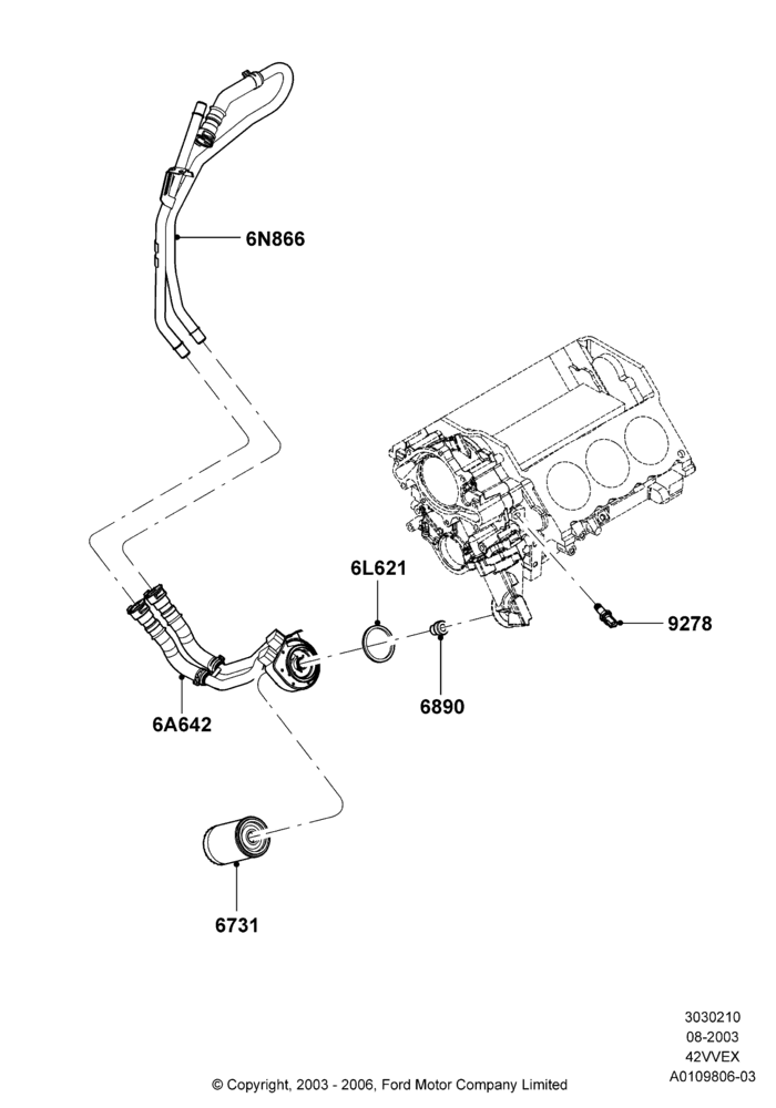 10A - Oil Cooler and Filter, 4.2L V6 12v OHV EFI; 25/AUG/2003-02/JAN/2007