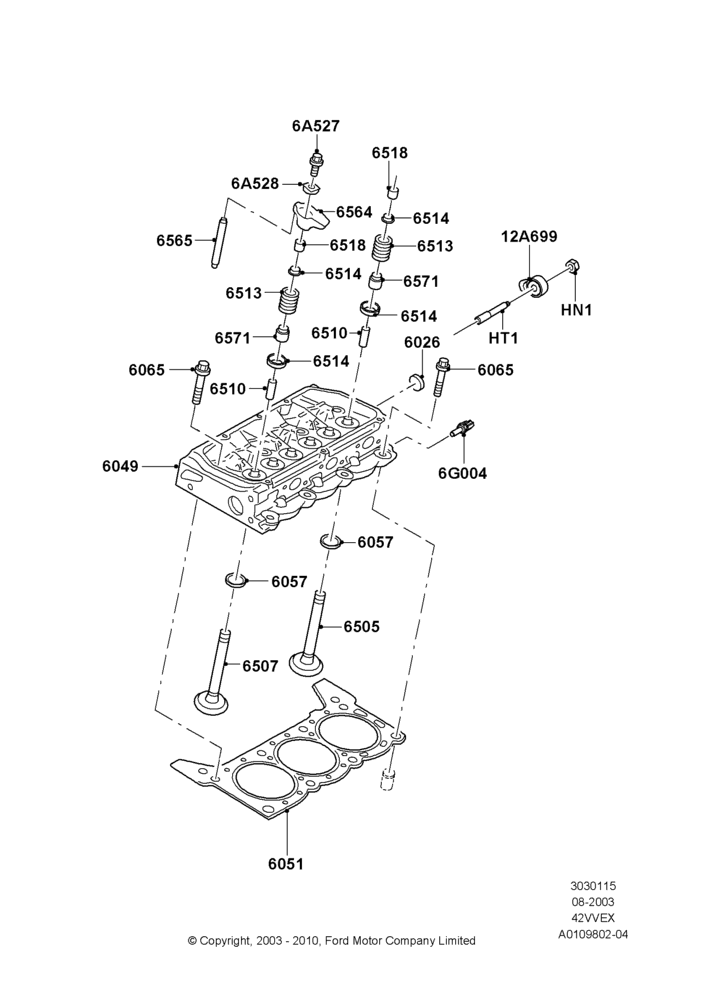 15A - Cylinder Head, 4.2L V6 12v OHV EFI; 25/AUG/2003-02/JAN/2007
