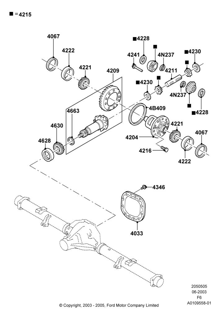 05B - Components - Rear Axle Diff & Carr., Rear Axle Less Limited Slip Diff, With 9.75" Axle; 02/JUN/2003-17/JUL/2006