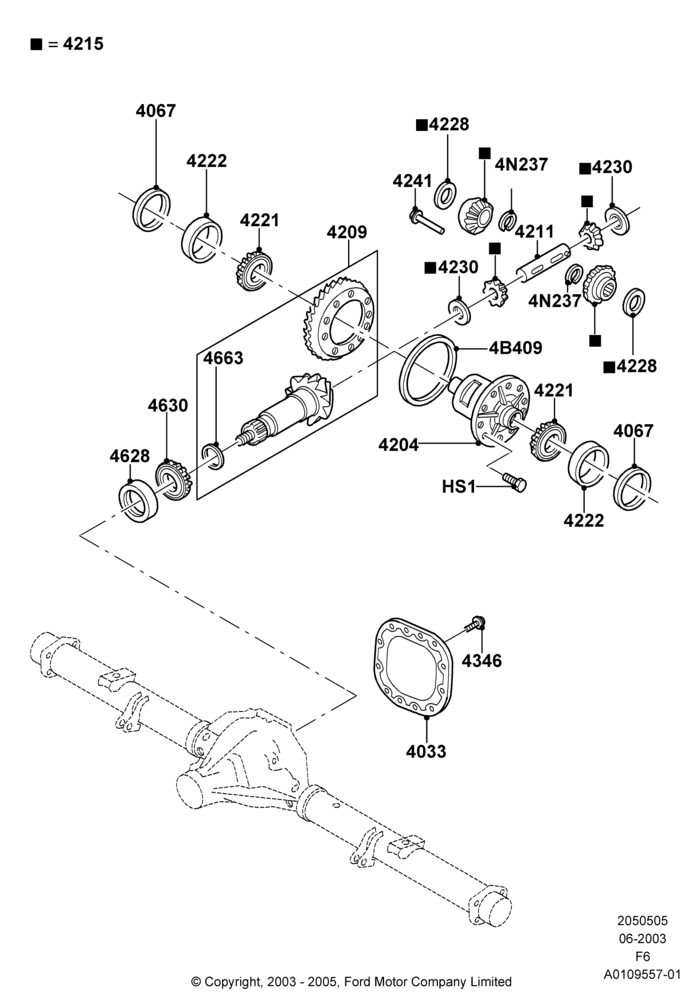 05C - Components - Rear Axle Diff & Carr., Rear Axle Less Limited Slip Diff, With 10.25 Axle; 02/JUN/2003-04/MAR/2007