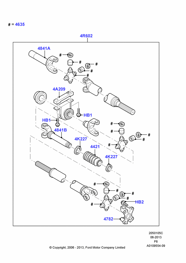 05C - Drive Shaft - Rear Axle Drive, 145"/3675MM Wheelbase, 150" Wheelbase, 163"/4140MM Wheelbase, 2WD, All 4.6L Engine, Multiple Piece Driveshaft; 02/JUN/2003-13/AUG/2007