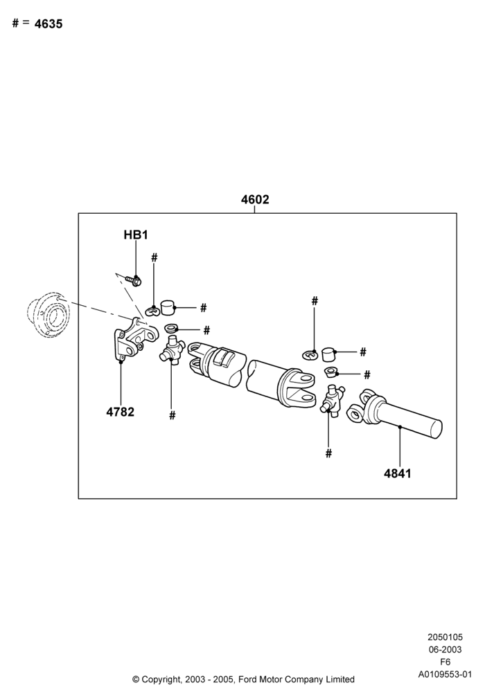 05B - Drive Shaft - Rear Axle Drive, 126"/3200MM Wheelbase, 133"/3378MM Wheelbase, 2WD, 5.4L 3V V8, 1 Piece Driveshaft; 02/JUN/2003-03/NOV/2010