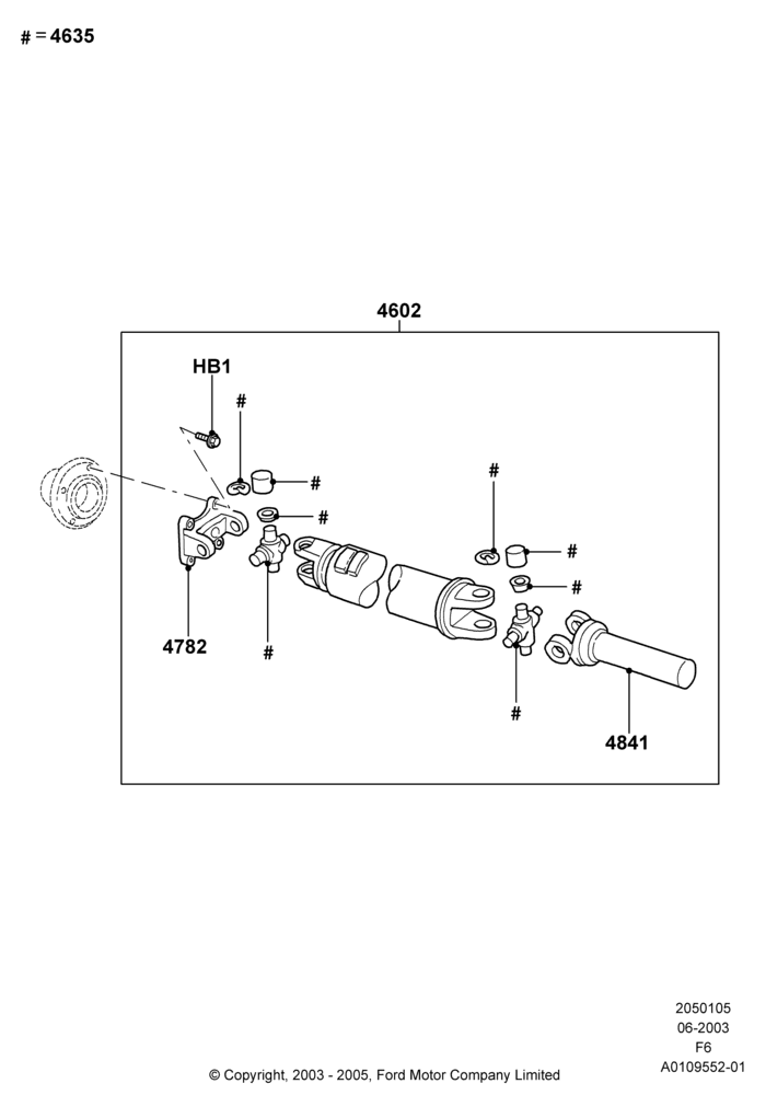05A - Drive Shaft - Rear Axle Drive, 126"/3200MM Wheelbase, 133"/3378MM Wheelbase, 2WD, Romeo 4.6 SOHC EFI, 1 Piece Driveshaft; 02/JUN/2003-13/AUG/2007