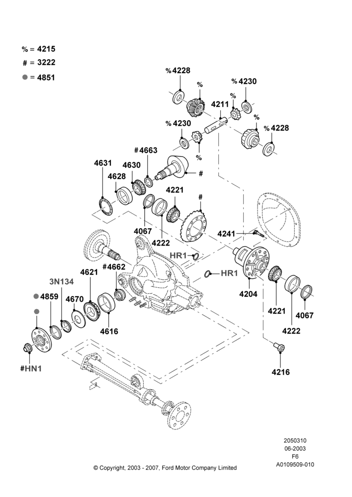 10A - Components - Front Axle Diff & Carr, 4WD; 02/JUN/2003-17/JUL/2006