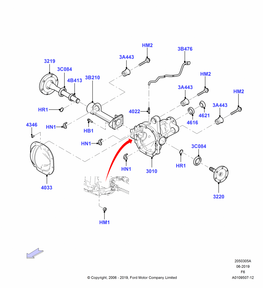 05A - Front Axle Case, 4WD, LHD 4WD (Part Time Drive); 02/JUN/2003-17/JUL/2006