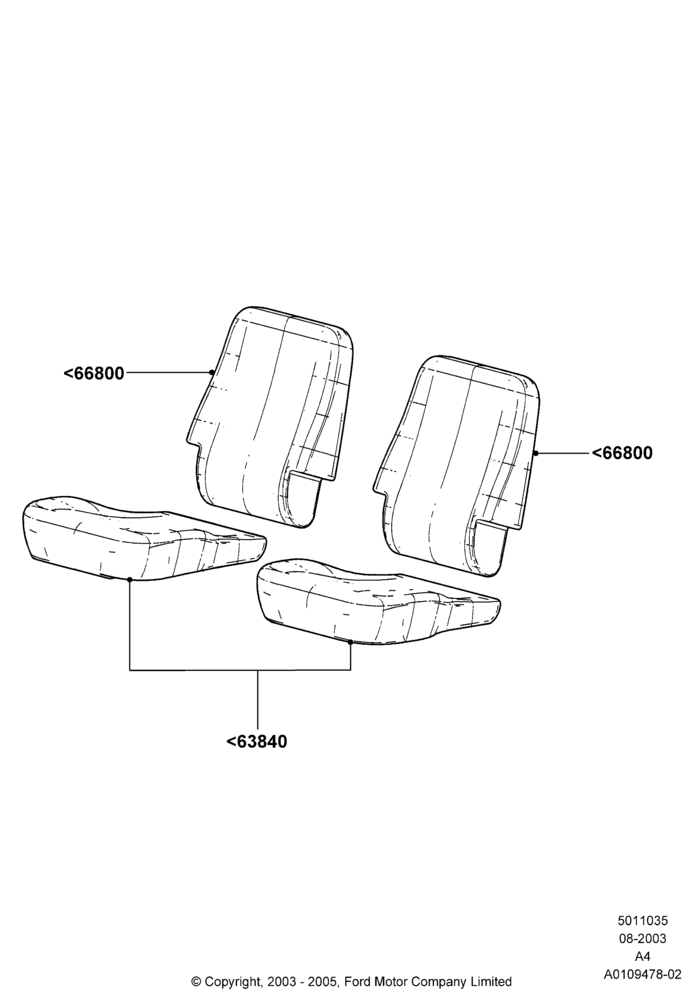 35A - Rear Seat Pads/Valances & Heating, Second Row Sliding Capt. Chair, With 2nd Row Dual Captain Chairs; 25/AUG/2003-02/JAN/2007