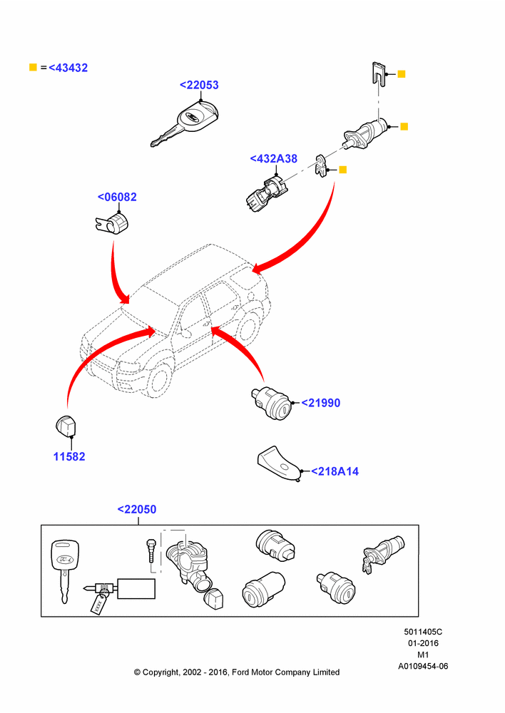 05C - Vehicle Lock Sets and Repair Kits, All LHD Territories; 19/JAN/2002-01/MAY/2006