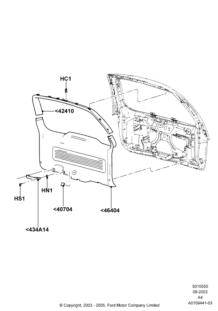 50 - Back Door/Tailgate Trim Panels; 25/AUG/2003-02/JAN/2007