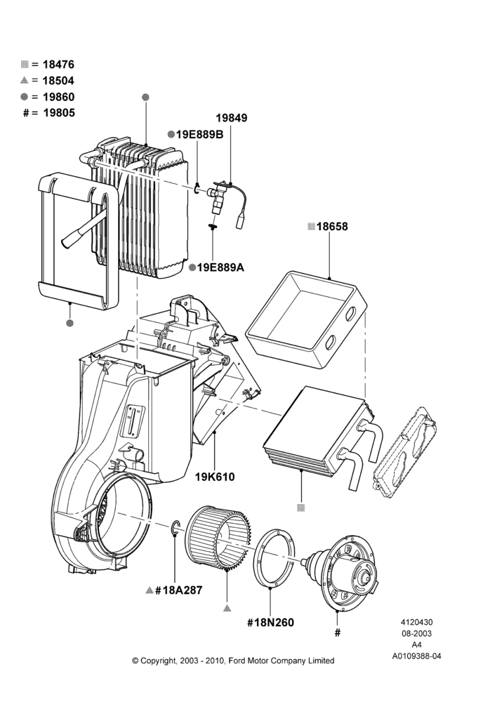 30 - Auxiliary A/C Internal Components, Dual Zone Automatic Air Cond, Dual Zone Manual Air Cond; 25/AUG/2003-02/JAN/2007