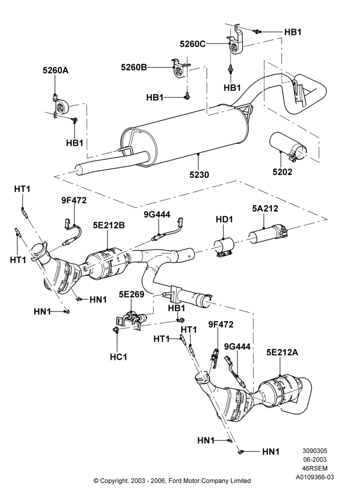 Exhaust System, Romeo 4.6 SOHC EFI, Windsor 4.6 SOHC EFI