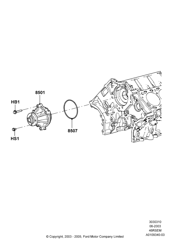 Water Pump, Romeo 4.6 SOHC EFI, Windsor 4.6 SOHC EFI