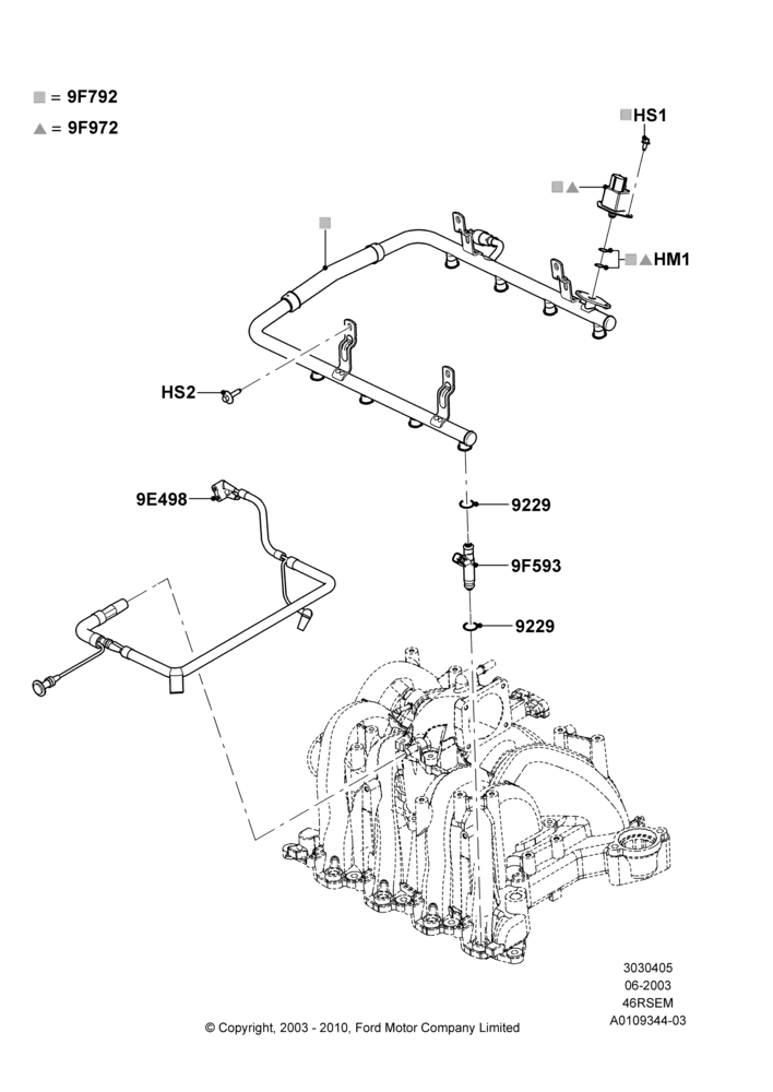 05C - Fuel Injectors and Pipes, Romeo 4.6 SOHC EFI; 02/JUN/2003-17/JUL/2006