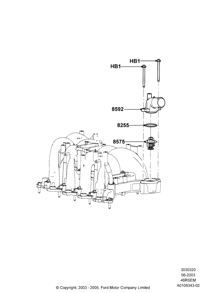 Thermostat/Housing & Related Parts, Romeo 4.6 SOHC EFI, Windsor 4.6 SOHC EFI