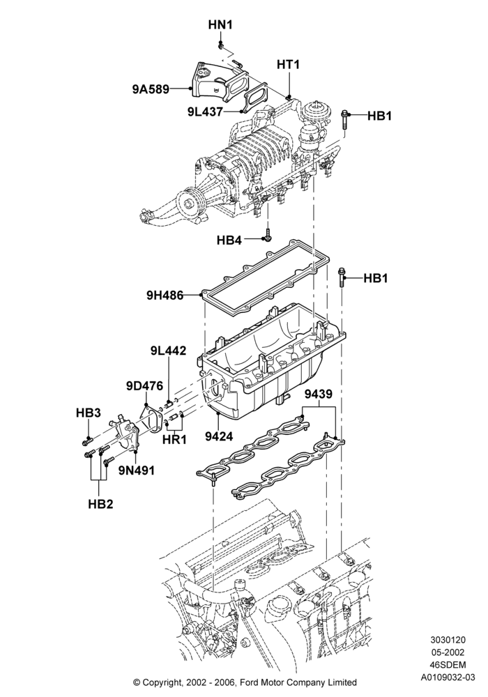 20B - Intake Manifold, 4.6 DOHC EFI S/C, Cobra; 06/MAY/2002-12/MAY/2004