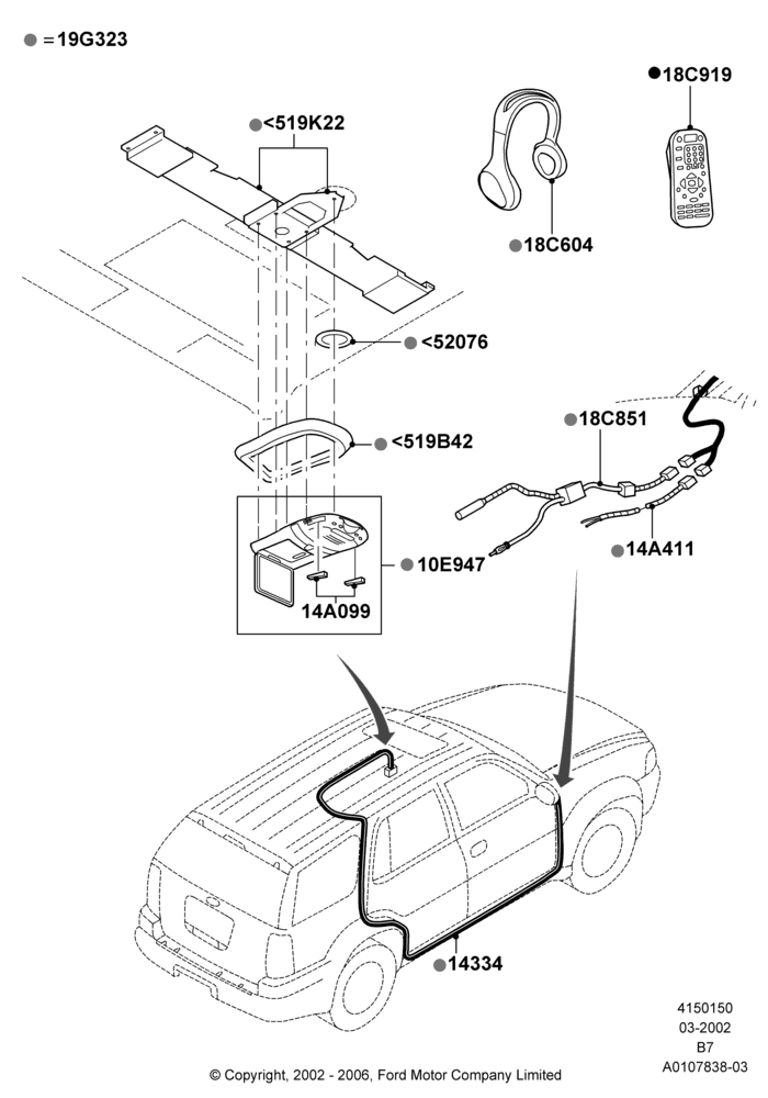 50H - Family Entertainment System, (+)"CDN/USA", Less Television Package, Power Tilt/Slide Sun Roof, With Standard Overhead Console, Accessory Type; 18/MAR/2002-02/AUG/2006